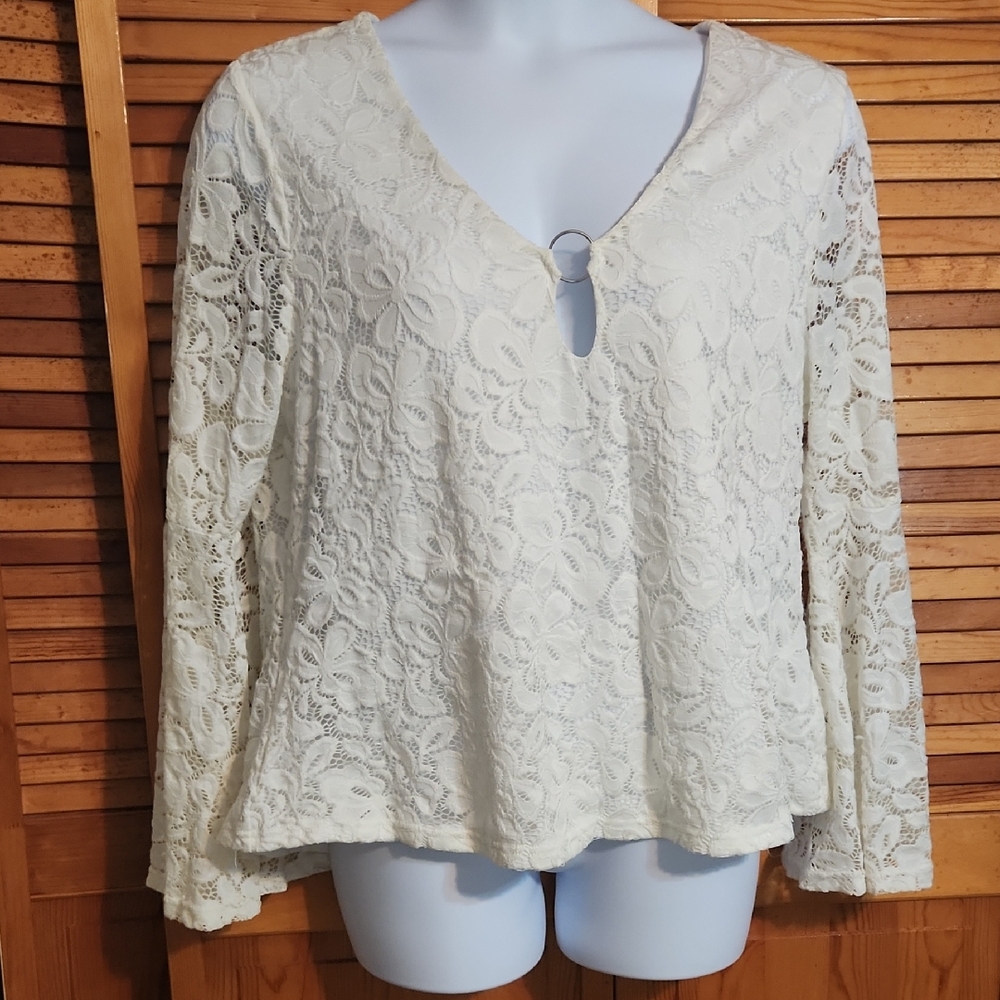 Rosegal Cream Lace Blouse